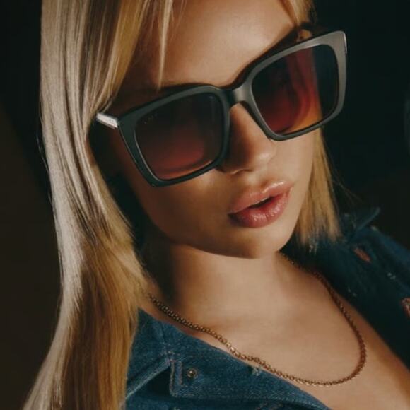 Quay Australia FRONT COVER Square Sunglasses - Matte Black / Brown Yellow - NWT - Picture 3 of 11